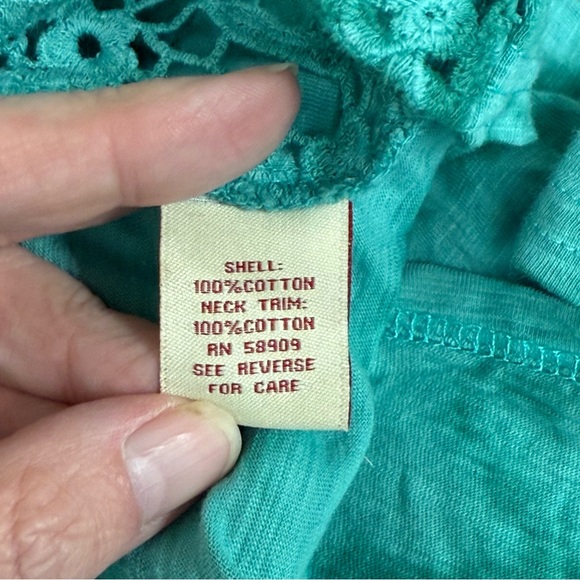 Reba Teal Tie-Dye Crochet Tunic Top L Boho Lace Trim Festival Beachy Spring - Picture 7 of 9